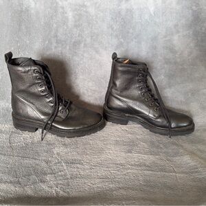 Frye Veronica Black Leather Women's Combat Boots